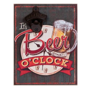 Flesopener voor aan de muur &quot;Beer o&#039;clock..&quot;