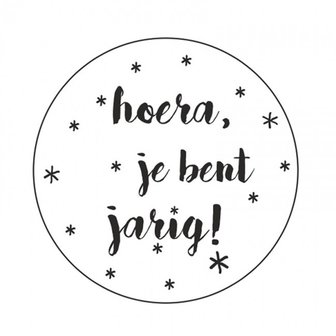 Stickers Zwart Wit &quot;Hoera je bent jarig!&quot;  Set 5&nbsp;stuks