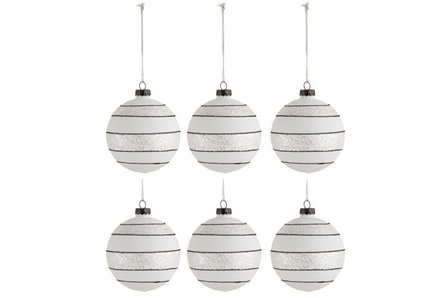 Kerstballen Strepen Glitter set 6