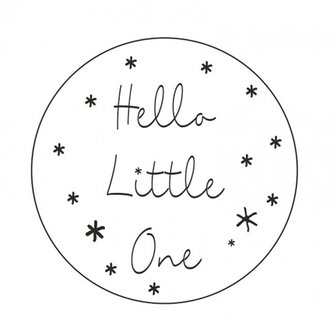 Stickers&nbsp; hello little one wit &Oslash; 47 mm&nbsp;  &nbsp;Per set van 5 stuks baby