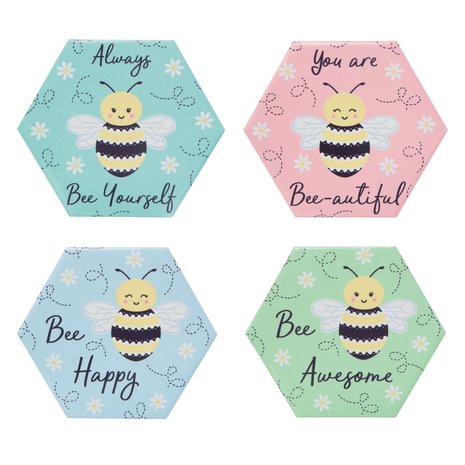 Onderzetters BEE HAPPY set 4