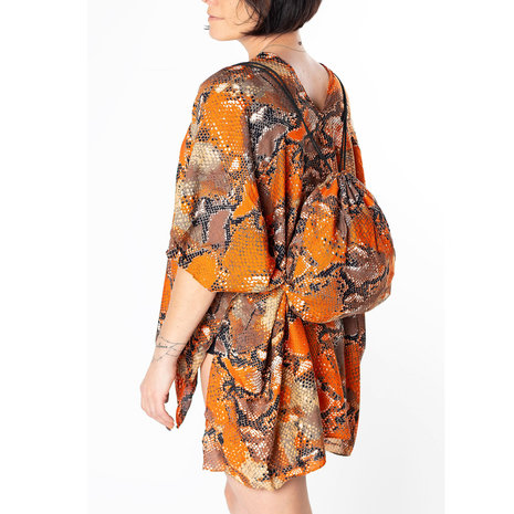 Tuniek oranje print met tas