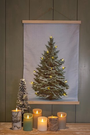 KERSTBOOM 90x120CM MET 120 LED - FLUWEEL DOEK