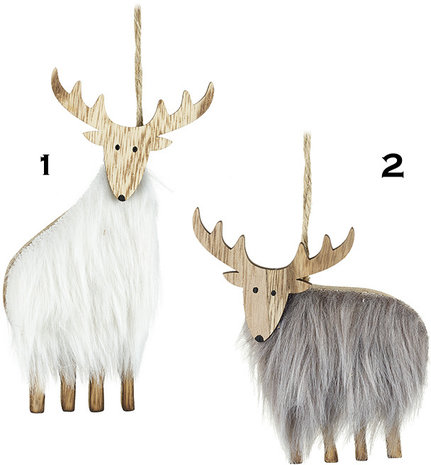 FAUX FUR  RENDIER HANGERS WIT OF GRIJS