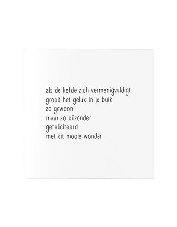 Kaart Zwangerschap/Gedicht met envelop