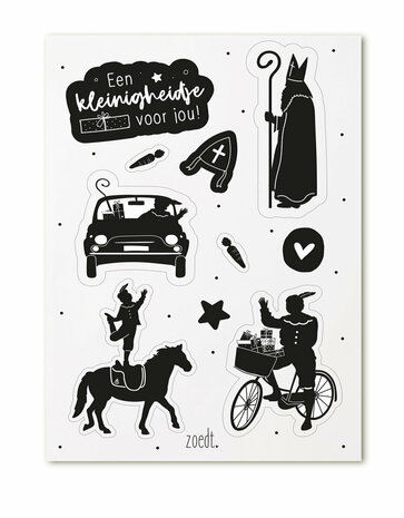 Sinterklaas cadeau stickers zwart wit