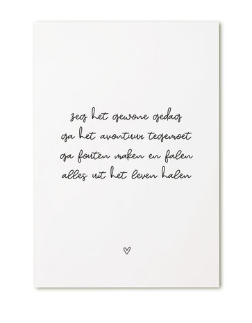 Kaart met tekst 'Zeg het gewone gedag..'gedicht kaart