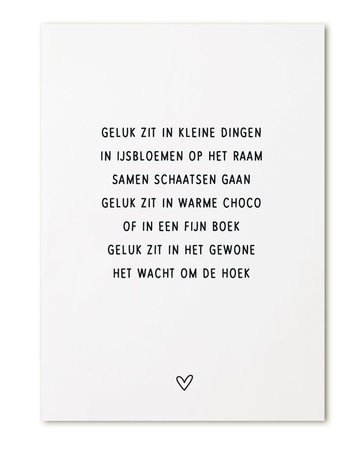 Kaart gedicht 'Geluk zit in kleine dingen..'