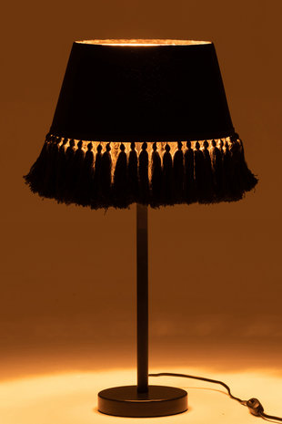 Tafellamp Eve Conisch Fluweel Katoen Zwart