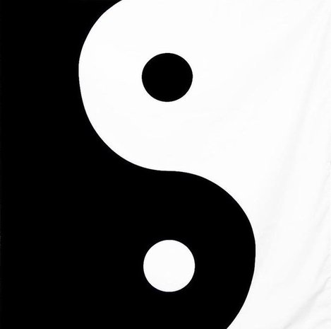 Wandkleed/Wanddoek yin yang zwart wit