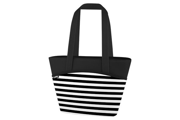 BLACK WHITE STRIPES KOELTAS LUNCH 7.5L  Mooie zwart wit koeltas met handvaten, 