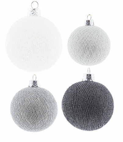 KERSTBALLEN COTTON BALLS Silver Mix Premium