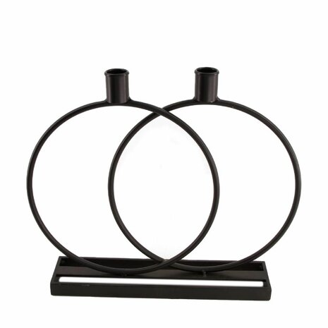 Kandelaar zwart/ Dinnercandle holder metal 35.5x6.3x30.5cm Black