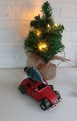 Auto eend deux chevaux met kerstboom rood ''eend'' 