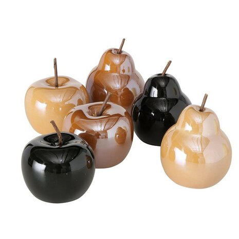  appel of peer- H14cm- verkrijgbaar in bruin, zwart of donkergeel   Peer voor decoratie in uw woning, op de venst