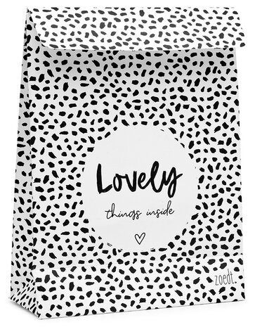 Cadeauzakje wit met tekst Lovely things inside, ZOEDT