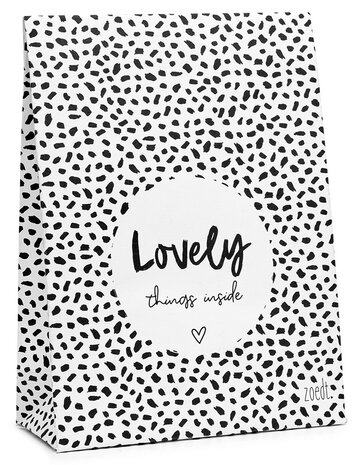 Cadeauzakje wit met tekst Lovely things inside, ZOEDT