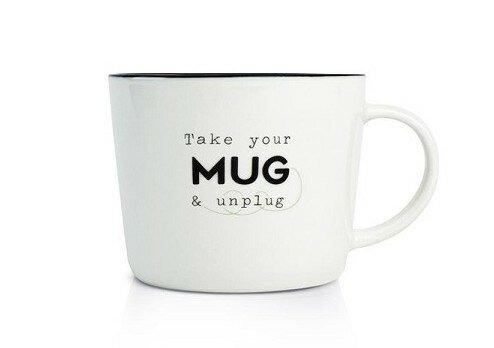 MOK zwart wit Take your mug and unplug