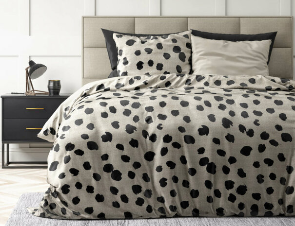 Dekbedovertek Cream met Zwarte dots