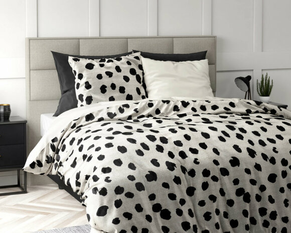 Dekbedovertek Cream met Zwarte dots