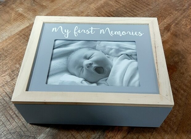 Opbergdoos/box "My Memories" baby 24 cm - zwartwitshop
