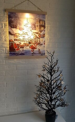 wandkleed kerstman LED