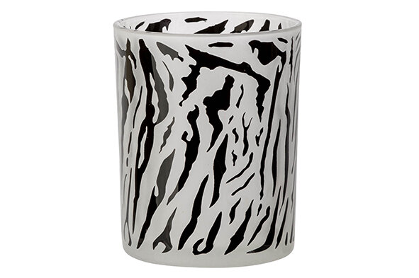 THEELICHTHOUDER ZEBRA ZWART-WIT D10XH12C M GLAS