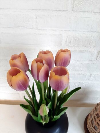 Real Touch Tulip Bundle x5 L43cm Aubergine