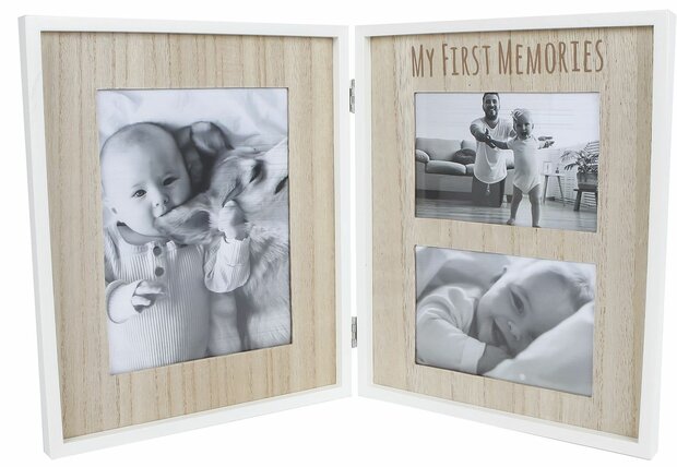 Fotolijst "My First Memories" wit/naturel hout 47x28x30cm