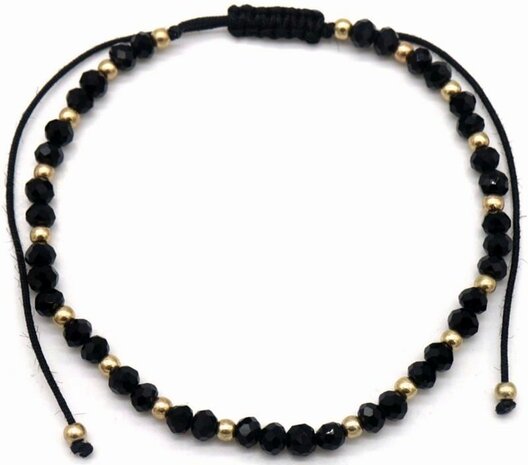 Enkelbandje - Kralen Glassbeads Black
