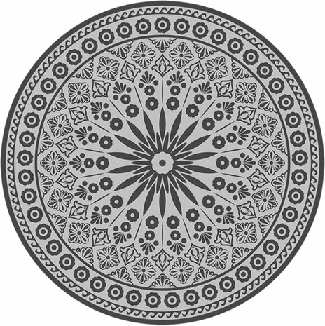BUITENTAPIJT GRIJS-WIT ROND170 X 0,3 CM.