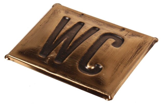 Tekstbordje met tekst WC metaal in brons-look
