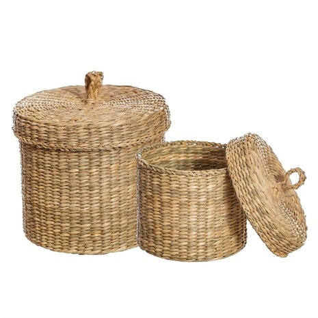 Manden set 2 Zeegras met deksel