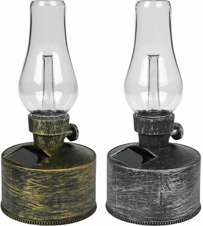 LED olielamp solar met flame effect 10x10x21cm 2 assortie