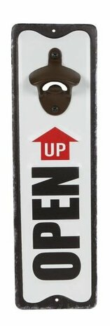 Bieropener zwart/wit metaal 10,5x36x3,5cm