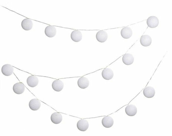 COTTON BALL LIGHTS BUITEN LICHTSLINGER -BLANCO