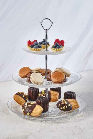 Retro Etagere Met 3 Niveaus - Glas - Ø 18-25-29 cm x 34 cm