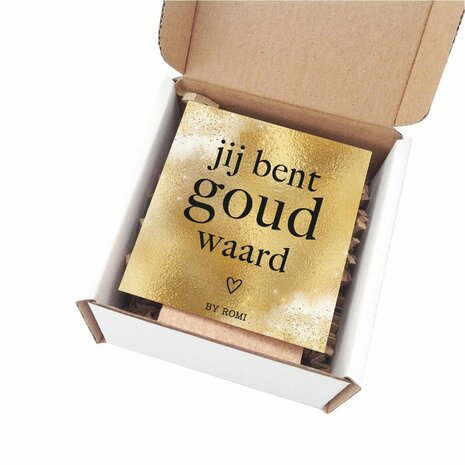 Wensdoosje + kaartje + Standaard + waxinelichtje / Jij bent goud waard