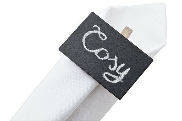 Krijtbord, naambordje,  knijper voor cadeau- of Servet set 6 