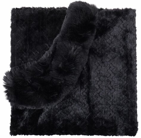Poncho Faux Fur Black