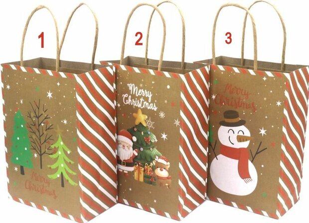 Kerstcadeau tas Merry Christmas 18 x 8 x 22 cm
