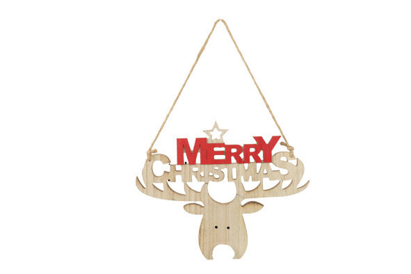  Kerstdecoratie hout Merry Christmas Rendier  29 cm.
