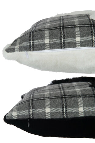 Kussen Kerst geruit zwart wit 45x45