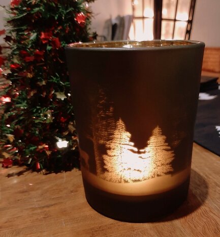 KERST THEELICHTGLAS 12,5X10CM GLAS