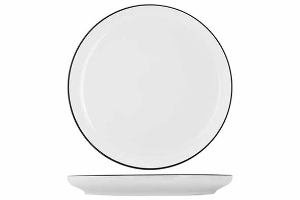 PLAT BORD DINERBORD D26CM SET 6 ZWART WIT