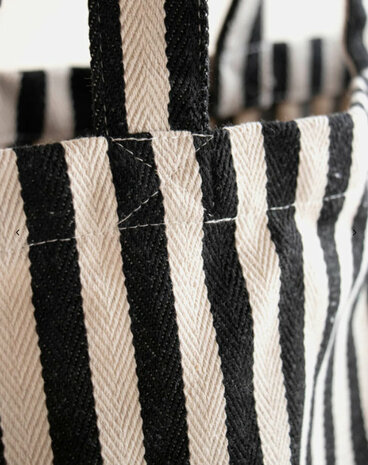 Katoenen tas zwart wit lengte strepen