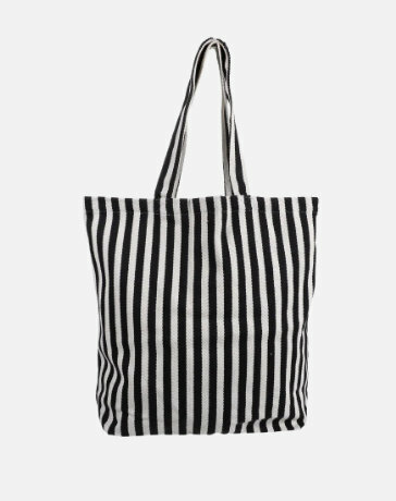 Katoenen tas zwart wit lengte strepen