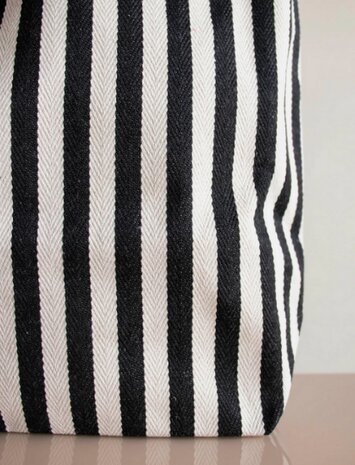 Katoenen tas zwart wit lengte strepen