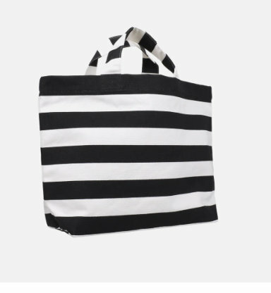 Katoenen tas zwart wit strepen