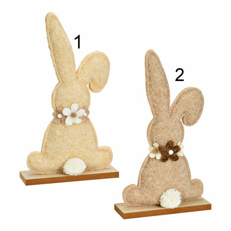 Paashaas bloemenketting 2 ass.18x30x6cm. Textiel en hout.